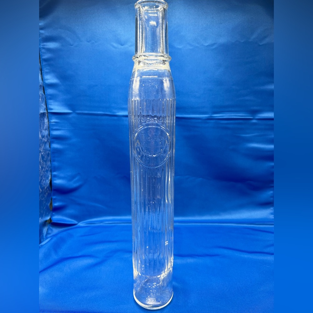 Vintage 18 inch Tiolene Motor Oil Clear Glass Bottle One Quart Rare (1)
